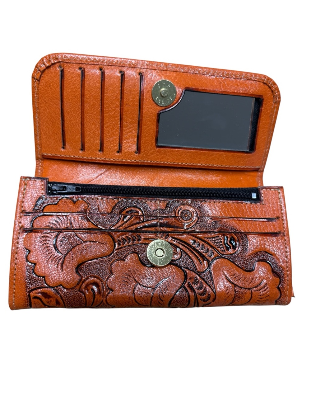 Mexican leather embossed wallet orange - Picture 4 of 5